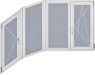 Конструкция остекления балкона ПВХ формы "Эркер малый" в доме серии П-3М